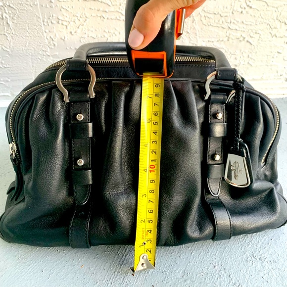 Cole Haan Black Leather Shoulder Bag with Polished Nickel Hardware - Picture 6 of 8